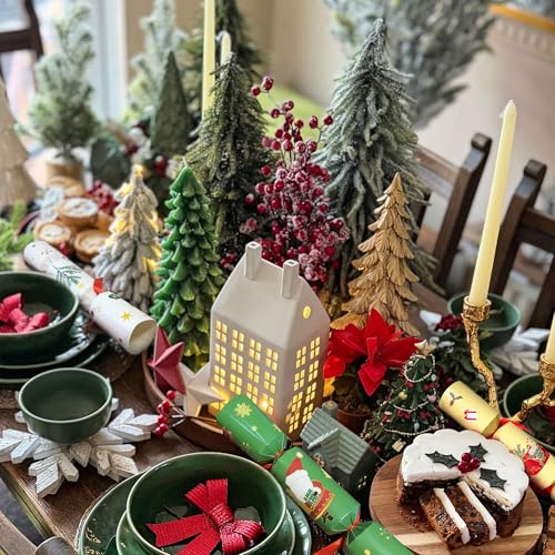 12-Pack Non-Snap Christmas Crackers with Hat Joke & Surprise Gifts - Holiday Party Favors