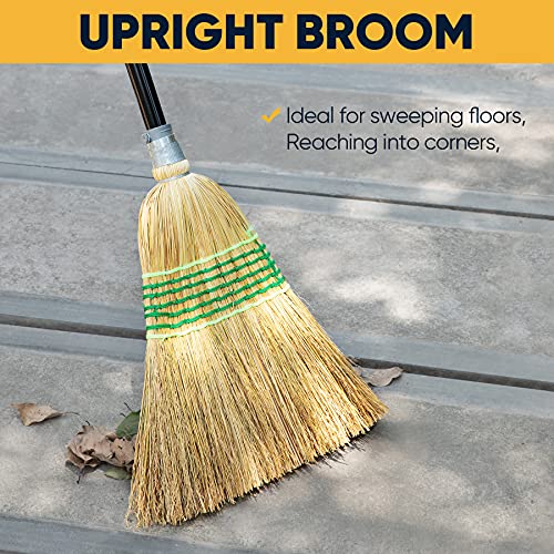 Heavy-Duty Commercial Corn Broom with 60-Inch Long Handle for Yard & Garage