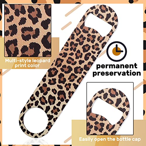 Leopard Print Flat Bottle Openers Set - Heavy Duty Stainless Steel, 4 Pcs