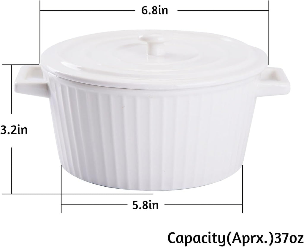 WHJY Ceramic Casserole Dish - Colorful 1 Quart Bakeware with Lid for Oven Use