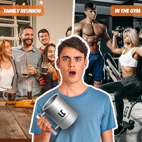 22lb Weighted Steel Mug - Heavy Duty Fitness Workout Beer Cup