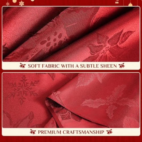 Softalker Christmas Jacquard Rectangle Tablecloth 60 x 144 Red, Flower Red — 100% Polyester
