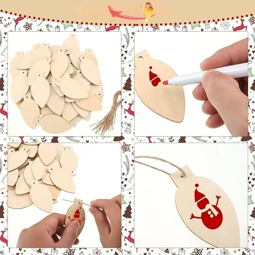 skrnrhrery Wooden Christmas Bell Ornament - 10 Pcs Blank Wood Ornaments for Painting and DIY Decoration (Variation: Wooden Christmas bell ornament)
