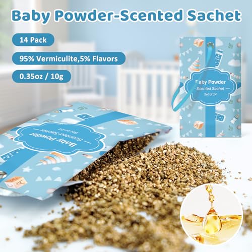 Scented Sachets for Drawers and Closets, Baby Powder Fragrance, 14 Pack