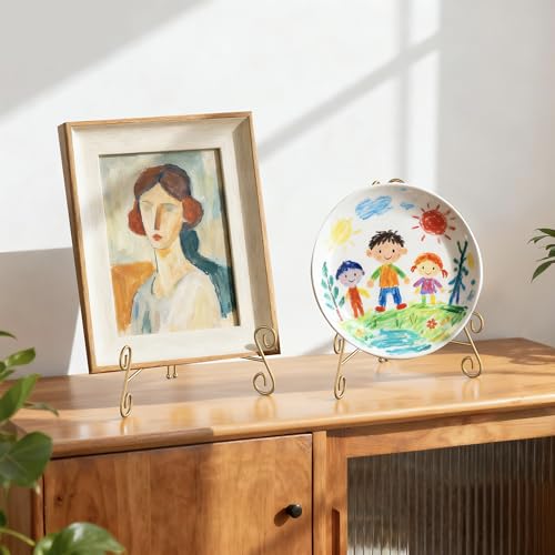 12-Inch Gold Decorative Metal Easel Stand for Plates, Frames, and Books