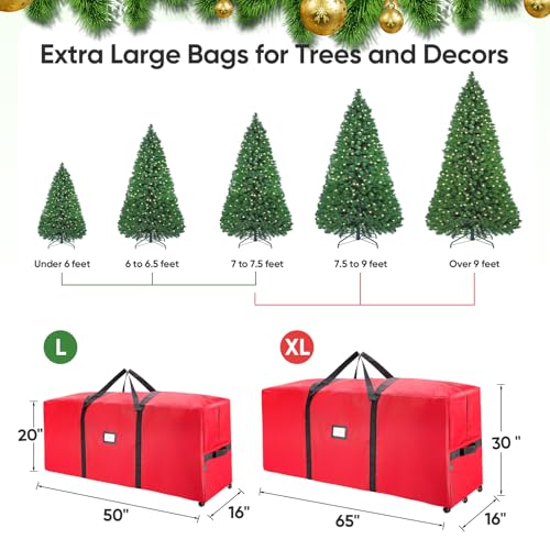 Rolling Christmas Tree Storage Bag for 7.5 Ft Tree with Wheels Grey