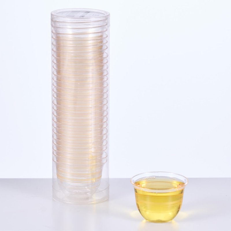 PARTYHIPPO Disposable Plastic Tea Cups, 1.5 oz Clear Turkish Style Tea Glasses, Heavy Duty Small Cups for Black Tea, Espresso, Wine Tasting, Dessert Shooters, Parties, 25 Count