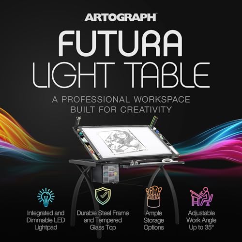 Artograph Futura Light Tracing Table with Storage Drawers - Adjustable LED Workspace