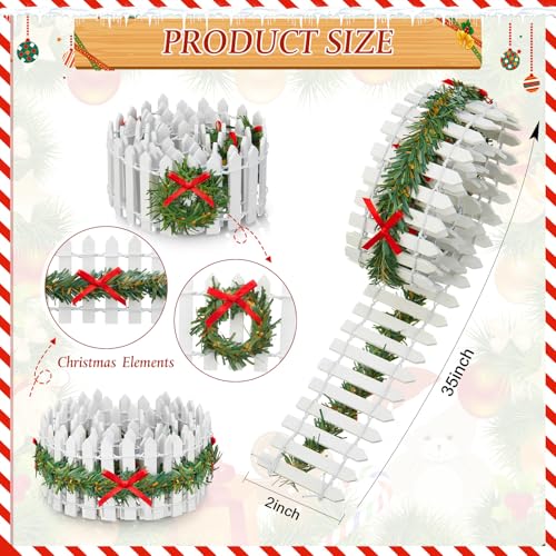4 Pcs Miniature Christmas Picket Fence for Fairy Garden Village Decor