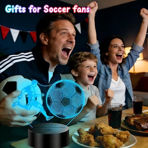 3D Soccer Night Light - LED Illusion Lamp for Kids Bedroom Decor