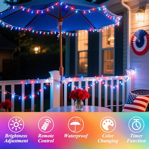 Color Changing Christmas Lights 35 Colors 33FT 100 LED Connectable Waterproof String Lights with Remote - Clear Wire