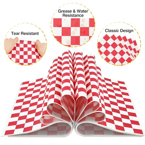 Ocmoiy Bulk Sandwich Wrapping Paper 500 Sheets 12x12 Inches Food Grade Grease-Resistant
