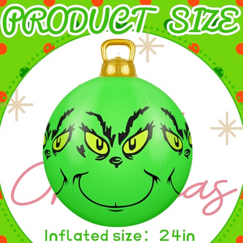 Denylo Pro 3 Pack 23.6 Inch Green Inflatable Christmas Balls Outdoor Holiday Decor