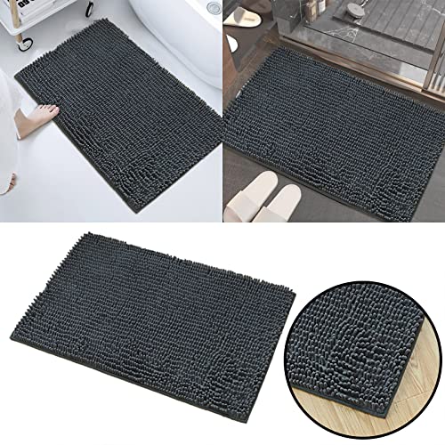 Absorbent Chenille Bathroom Rug 30x20 Inch Non-Slip Washable Bath Mat