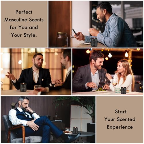 Men's Scented Candle Gift Set - 4 Pack Soy Wax Aromatherapy Candles (200 Hr)