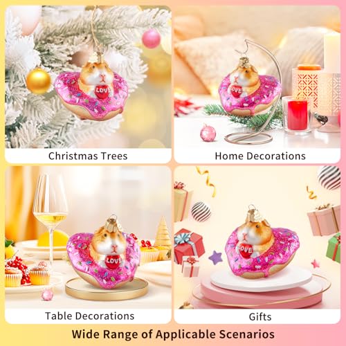 Guinea Pig Glass Christmas Ornament - Hand-Painted Love Donut Tiny Cute