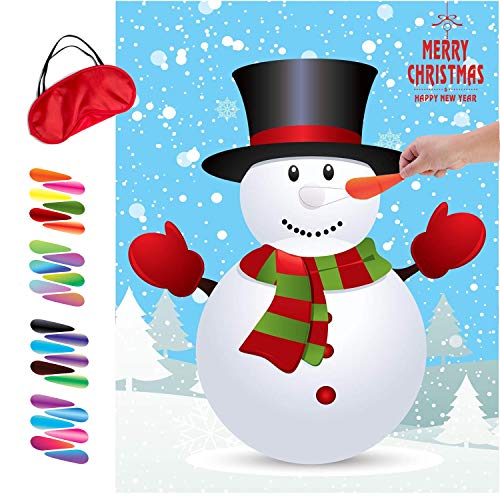 MISS FANTASY Snowman Pin Nose Game Poster - Christmas Kids Party Decor (Snowman Variant)
