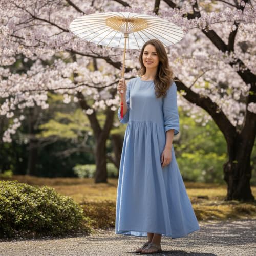 33-Inch Plain Bamboo Parasol Umbrella for Weddings and Photo Props