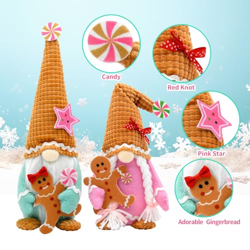 Pastel Gingerbread Gnome Plush Candyland Christmas Decor (12.2in) KnomeKo