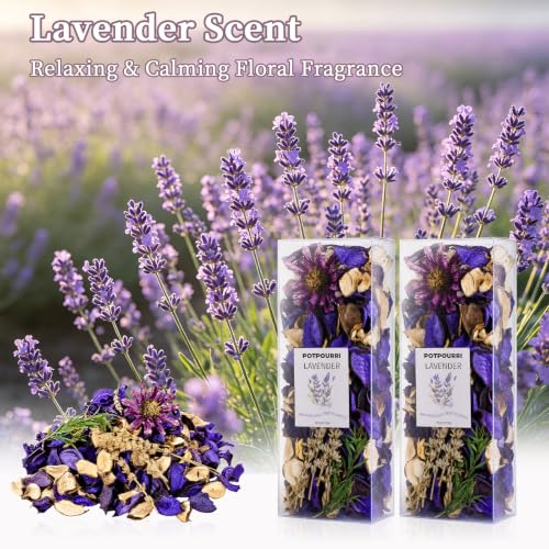 Lavender Scented Potpourri Bowl Filler with Essential Oil, 2-Pack