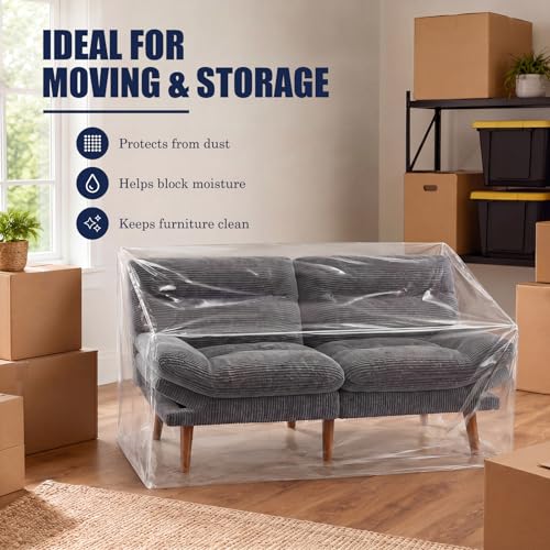 Heavy Duty Clear Futon Couch Cover - Waterproof & Dustproof Protector 73x39x35