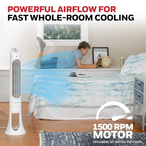 QuietSet Oscillating Tower Fan with Remote and 5 Speeds