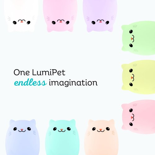 Lumipets Clive The Cat Squishy Silicone Night Light for Kids | Cute Night Light with Remote & Touch Control for Baby & Toddler Bedrooms | Color Changing Portable Animal Nightlight | Kids Mood Lamp