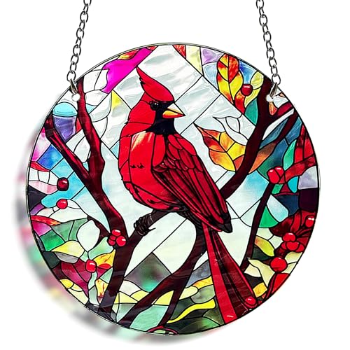 Red Bird Memorial Suncatcher - Stained Glass Indoor Window Art