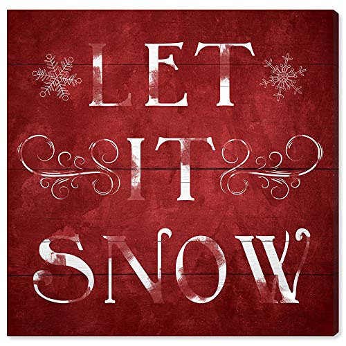 Holiday 'Let It Snow' Christmas Wall Art Canvas Print 30x30 inches - Red & White Variation of This Listing