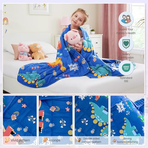 Dinosaur 5 lbs Weighted Blanket - 36"x48" Breathable Cooling Lap Throw