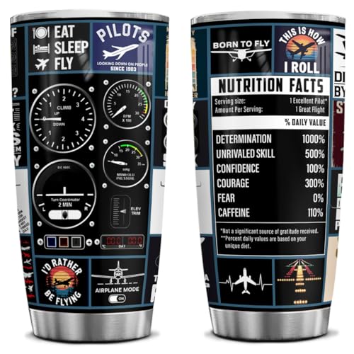Pilot Tumbler 20 oz - Aviation Gift for Men | FROOBLEQUIRK Variation: Pilot