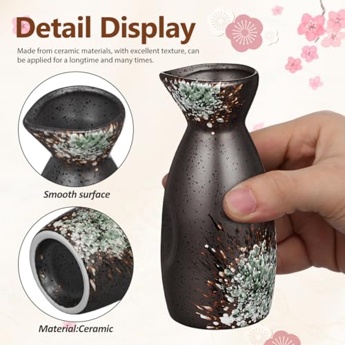 Luxshiny Japanese Ceramic Sake Set with 1 Bottle & 4 Cups - 13cm x 5.5cm x 5cm