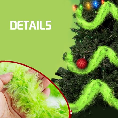 3Pcs Lime Green Feather Garland 20ft Christmas Decor Tree Hangers
