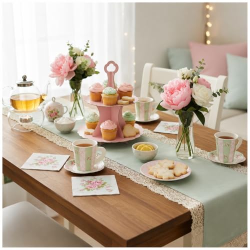 Gift Boutique Floral Tea Party Paper Cups & Saucers Set - 24 Pack, 5 Inch