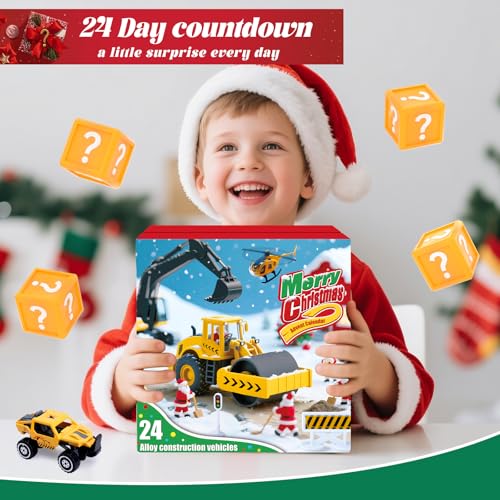 Construction Vehicle Advent Calendar for Kids - 24 Days Building Toys for Boys & Girls
