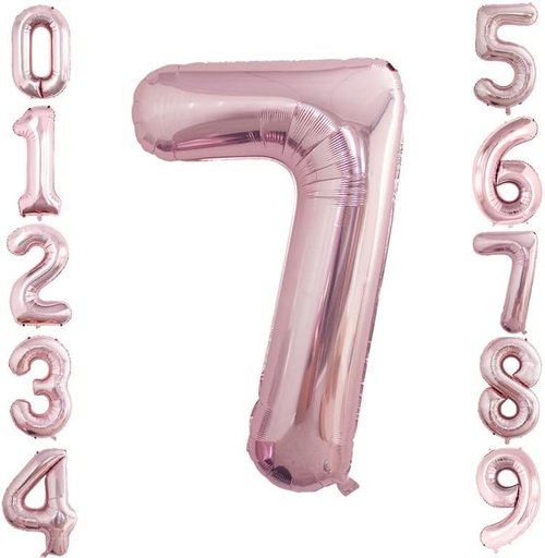 GOER Rose Gold Foil Number 7 Balloons - Huge 42" & 32" for 7th Birthday Party Decorations (3 Pcs)
