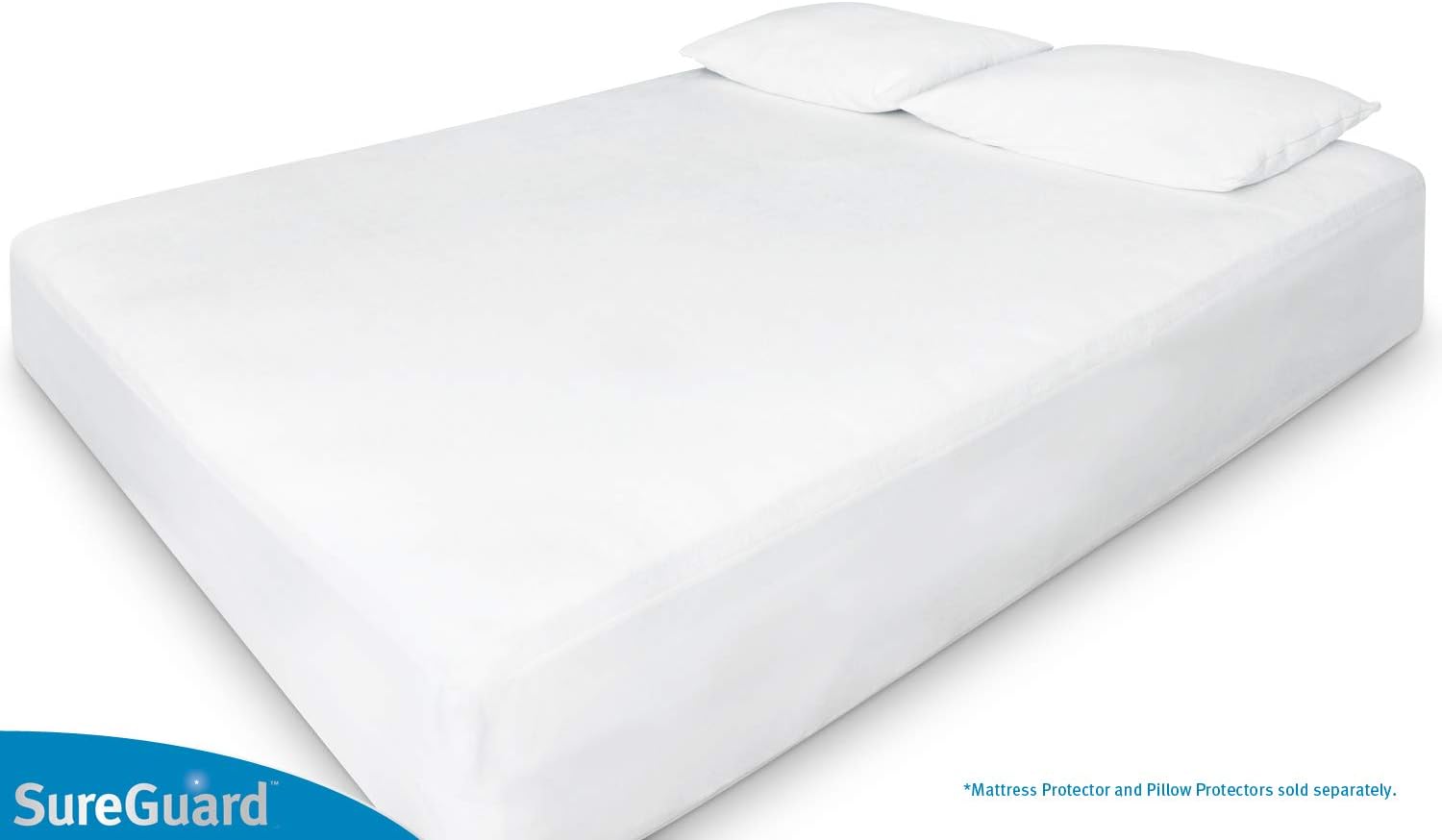 SureGuard Queen Size Mattress Protector - 100% Waterproof & Hypoallergenic Cotton Terry Cover | White