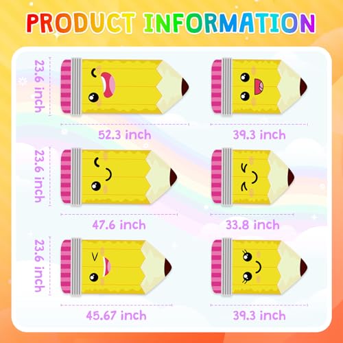 6-Piece Rainbow Pencil Classroom Curtains - School Window Decorations