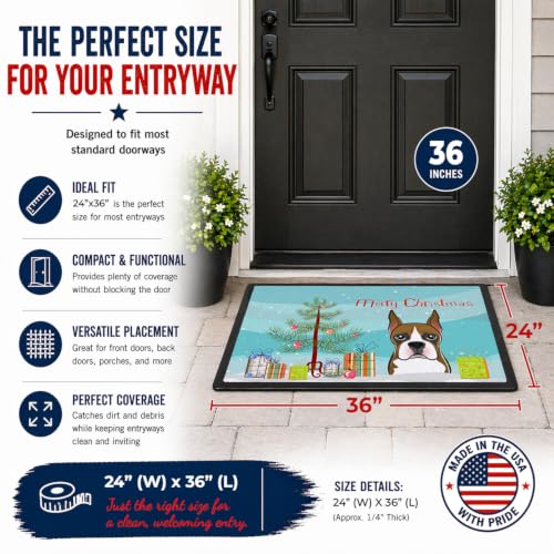 Caroline's Treasures Christmas Tree and Boxer Doormat 24x36 Indoor Outdoor Rug