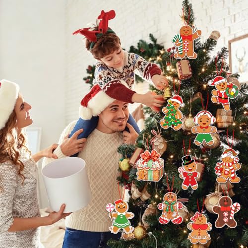 36-Pack Wooden Gingerbread Man Ornaments for Christmas Tree Decoration - BWFY