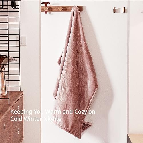 Soft Plush Heated Throw Blanket - 50"x60" Rose Dust, Adjustable Heat