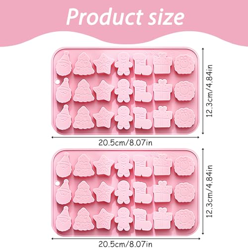Fchil Christmas Silicone Candy Molds 18-Cavity 2 Pack Pink - QY247 Variation