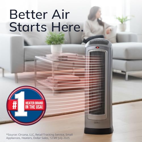 Oscillating Ceramic Tower Heater with Remote Control 1500W 23-Inch