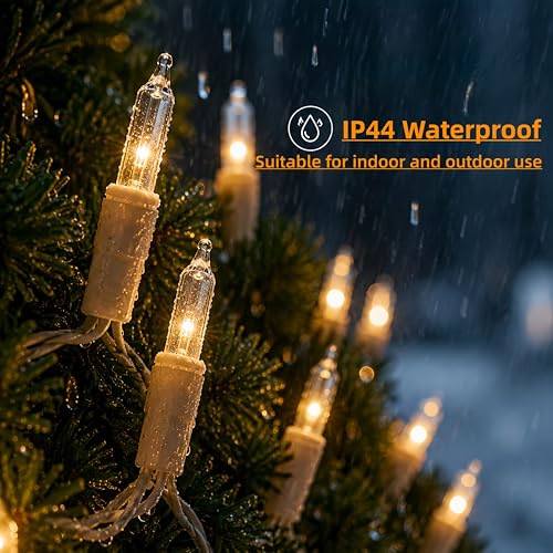 Dolunvo 21Ft Warm White Christmas Lights, 100 Incandescent Mini Bulbs UL Certified Connectable Indoor Outdoor String Lights