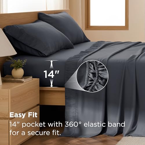 Bedsure Queen Sheet Set - Soft Cooling Microfiber Bedding with Deep Pockets