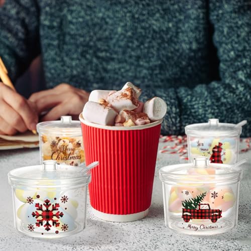 Roshtia 6 Pack Christmas Hot Cocoa Sugar Bowls Buffalo Plaid Design