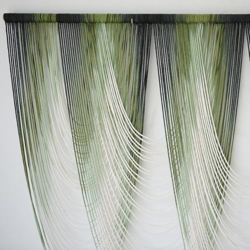 Dip-Dyed Green Macrame Wall Hanging - Oversized Boho Fiber Art (57x41 In)