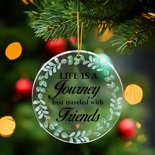 FYDHQSS Colorful Friendship Christmas Ornament, Clear Acrylic Keepsake, 2.8 Inch