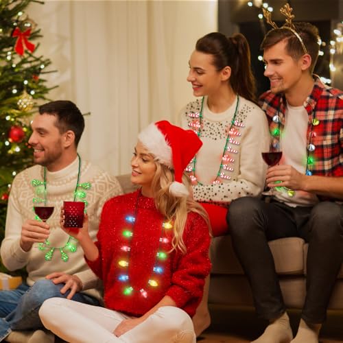 Traplace 10 Pack Christmas Light Up Necklaces for Parties & Holidays