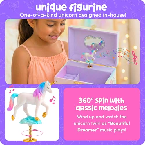 Musical Unicorn Jewelry Box for Girls with Spinning Figurine